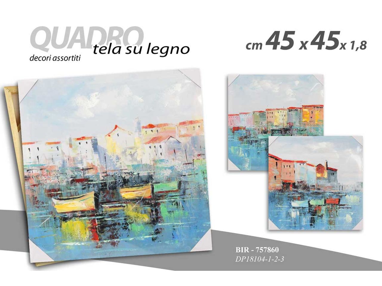 Quadro 45x45x1,8cm decori assortiti