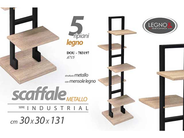 Scaffale 5 ripiani 30x30x131cm 783197