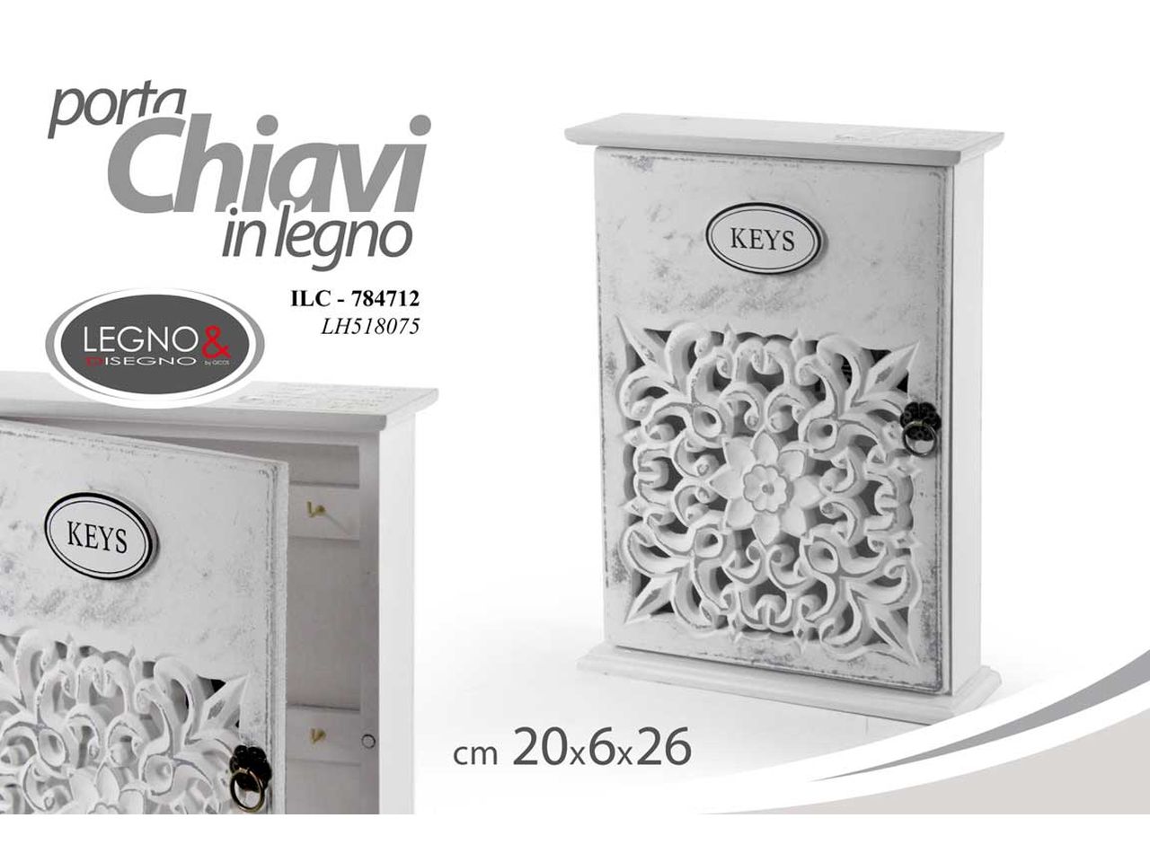 Porta chiavi in legno 20x6x26cm