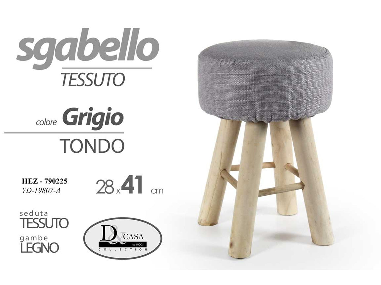 Pouf colore grigio misura 28x41cm