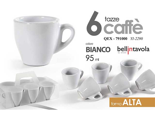 Tazzina caffe' bianca 6 pezzi alta 791000