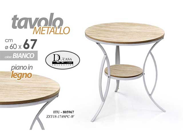 Tavolo metallo con piano in legno 60x67cm805967