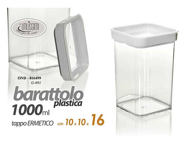 Barattolo plastica c/tappo erm.1lt 816499