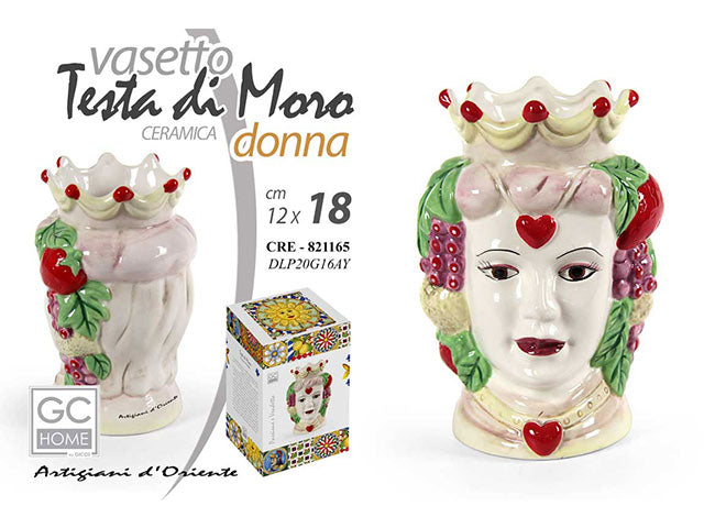 Vasetto testa di moro donna 12x11x18 821165