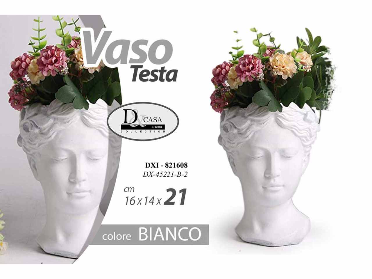 Vaso testa di 16x14x21cm bianco 821608