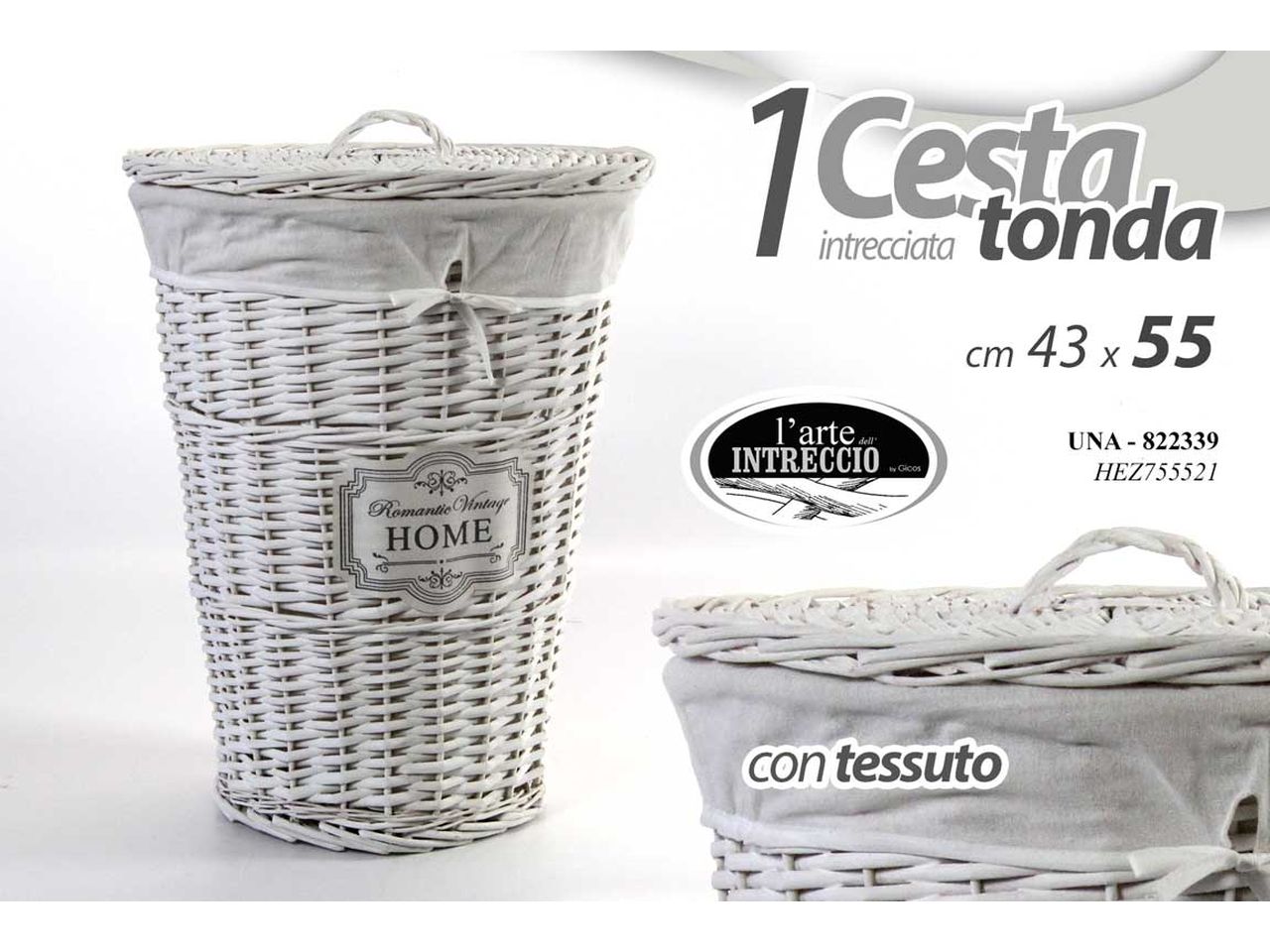 Cesta intrecciata tonda 43x55cm