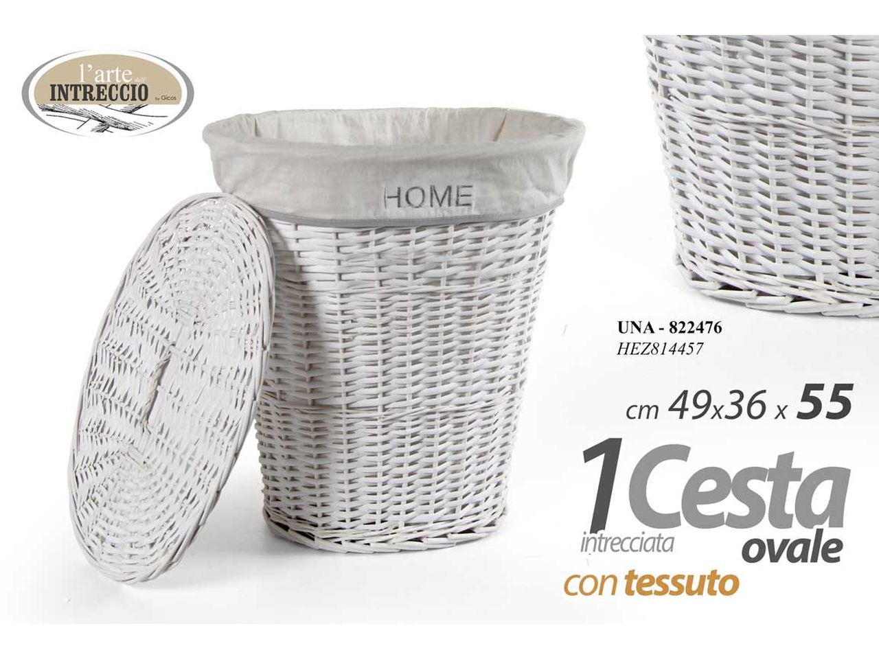 Cesta intrecciata ovale 49x36x55cm