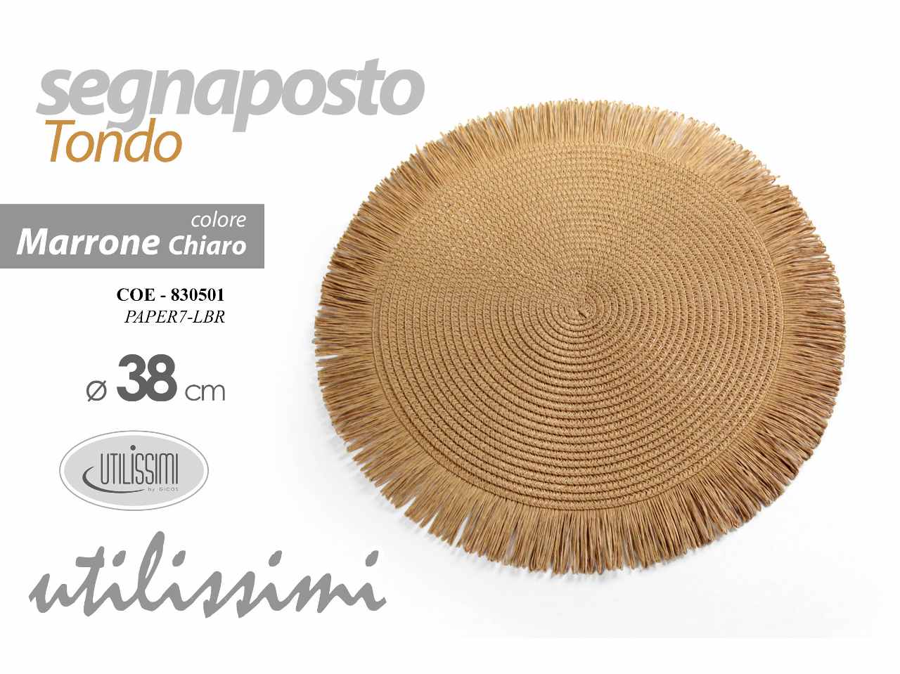 Segnaposto tondo 38cm marrone 830501