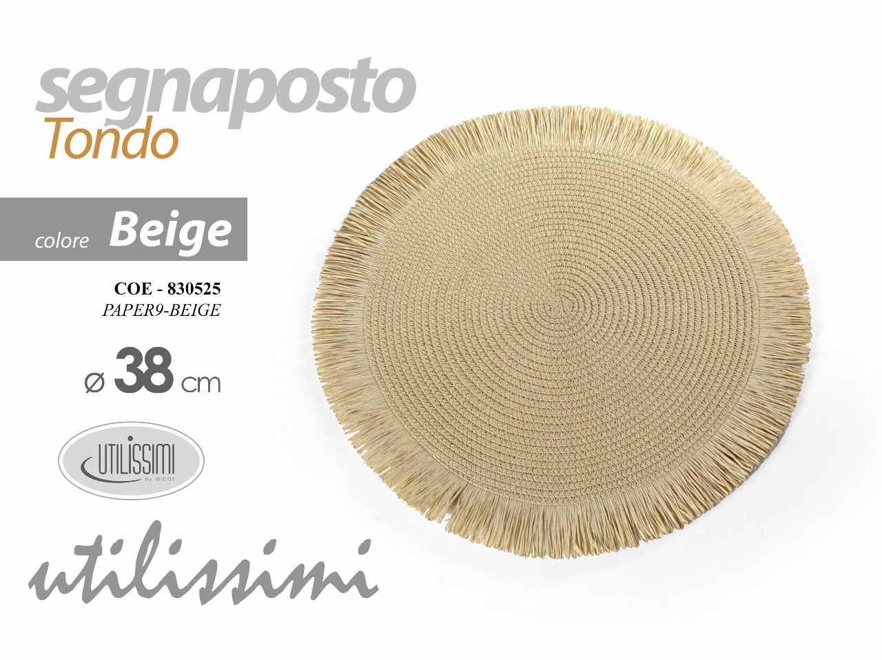 Segnaposto tondo 38cm beige 830525