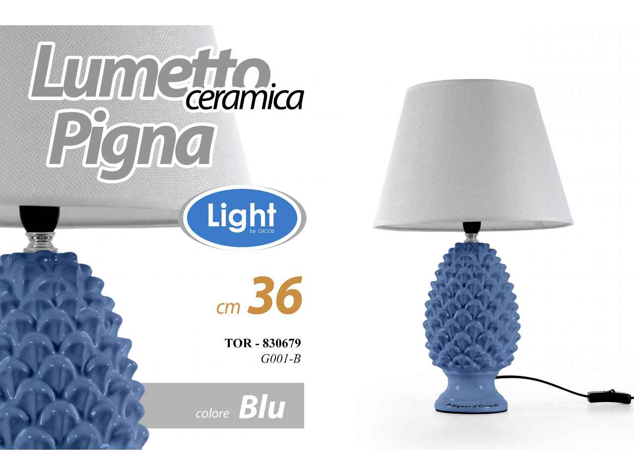Lume pigna blu h36cm 830679
