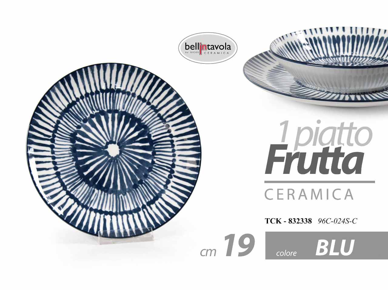 Piatto frutta 19cm blu 832338