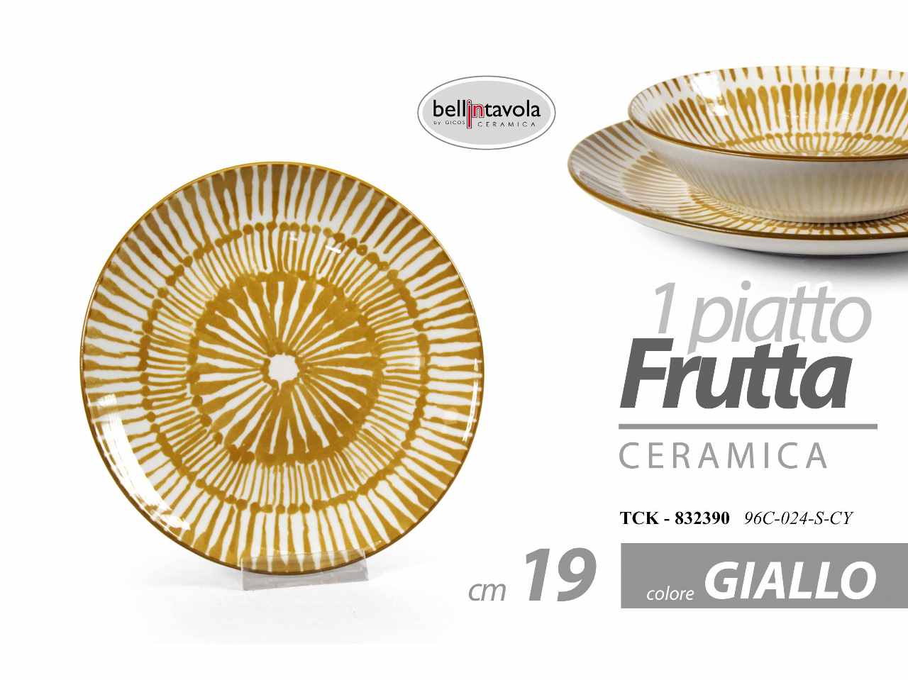 Piatto frutta 19cm giallo 832390