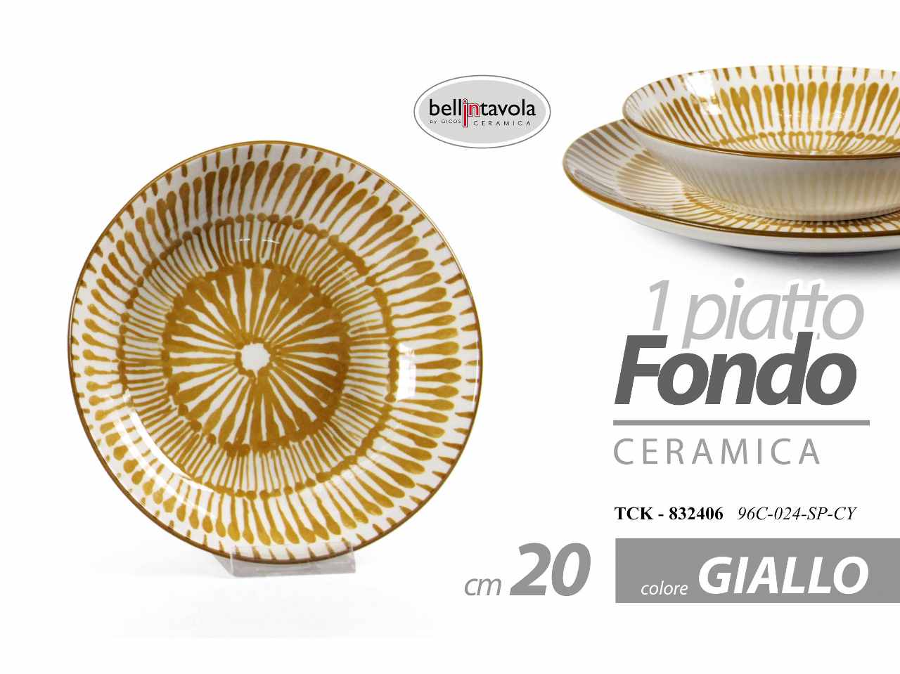 Piatto fondo 20cm giallo 832406