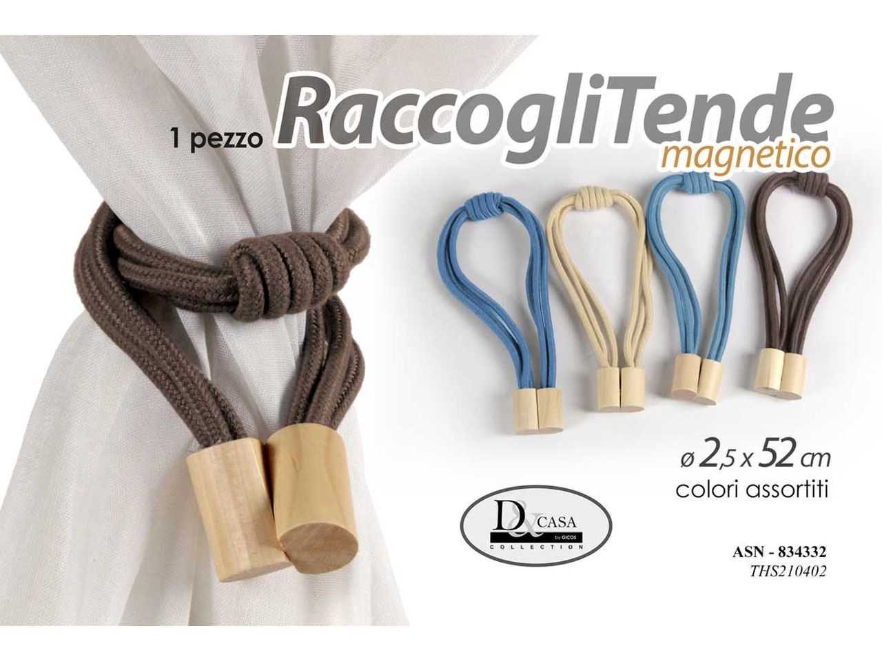 Reggitenda magnetico 2,5x52cm in colori assortiti