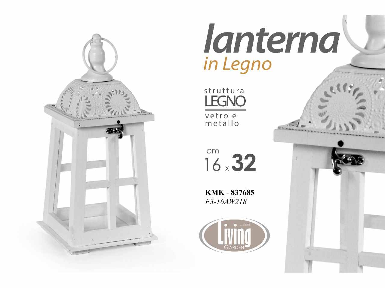 Lanterna bianca 32cm 837685