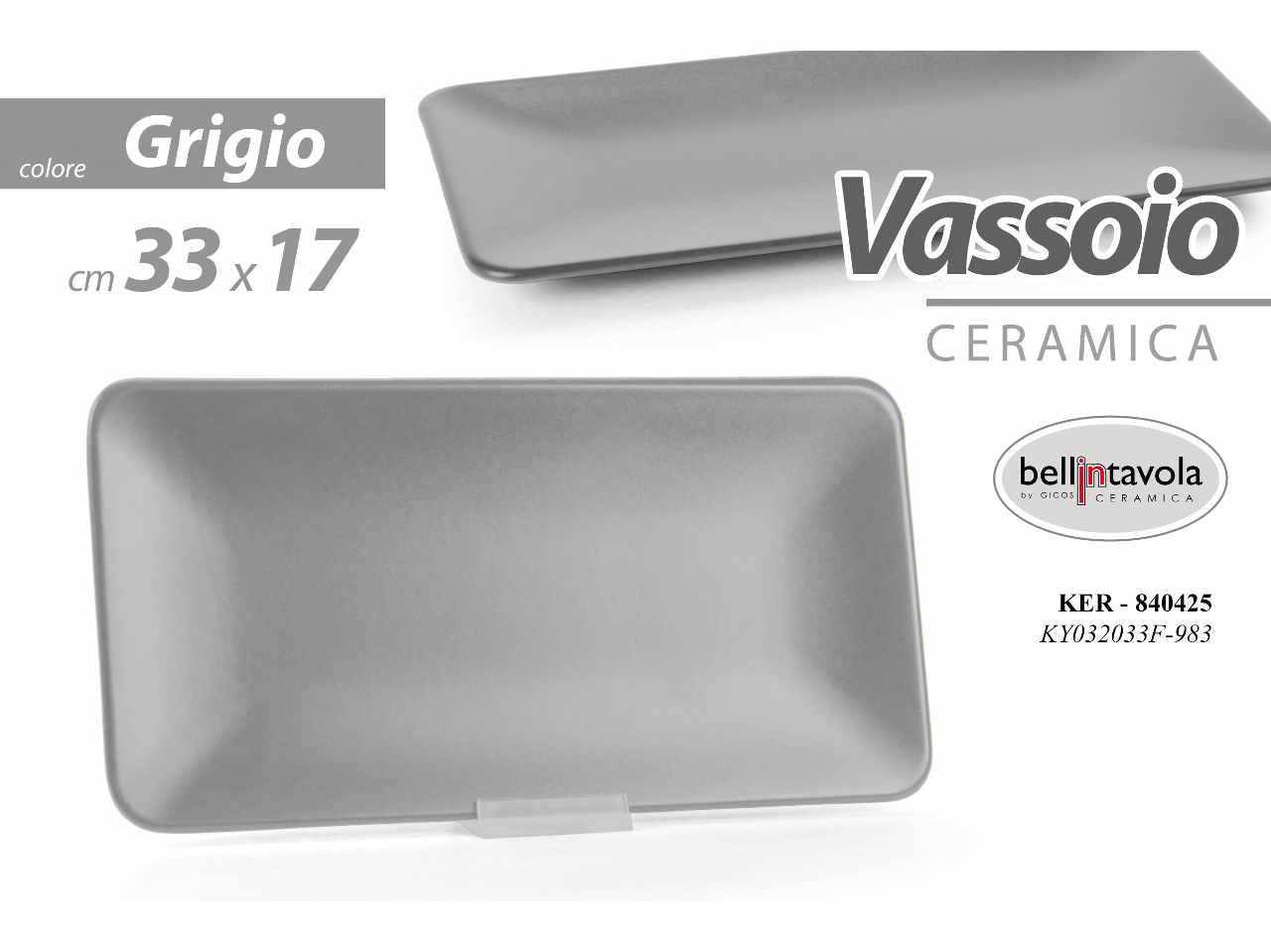 Vassoio ret.33x17 grigio 840425