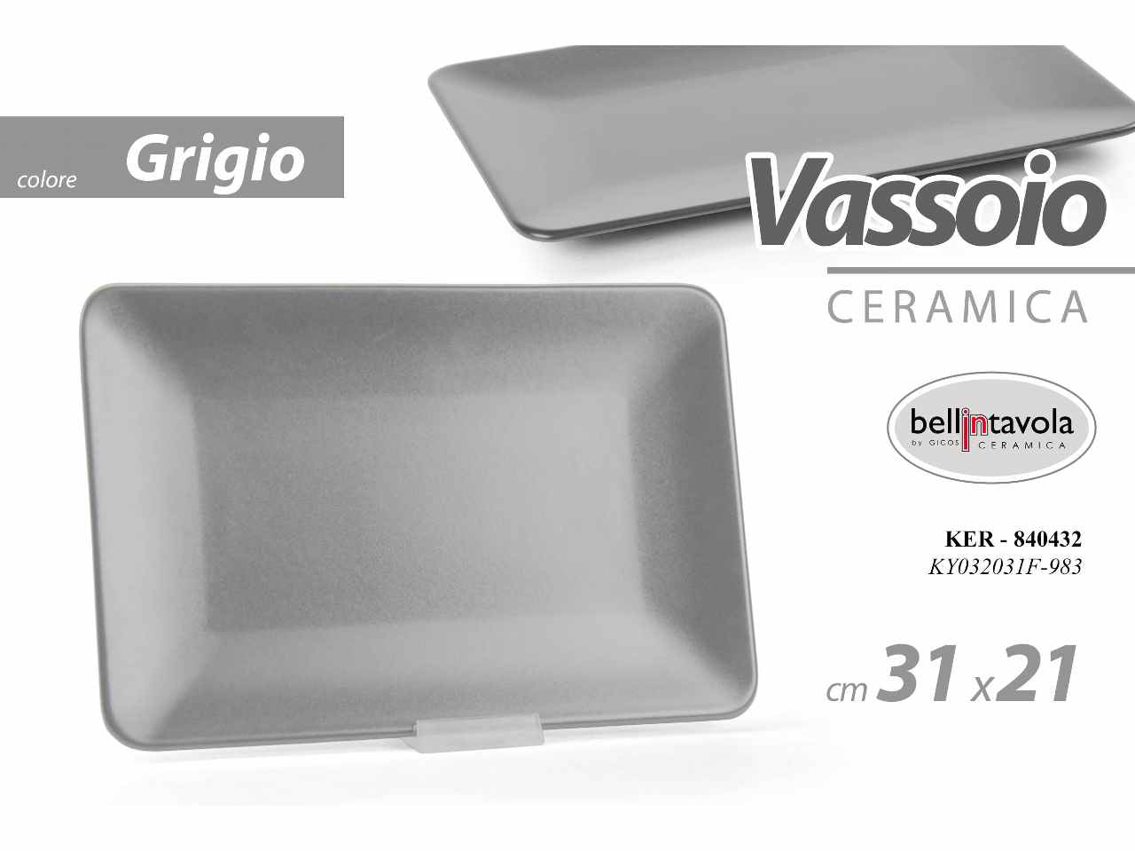 Vassoio ret.31x21 grigio 840432