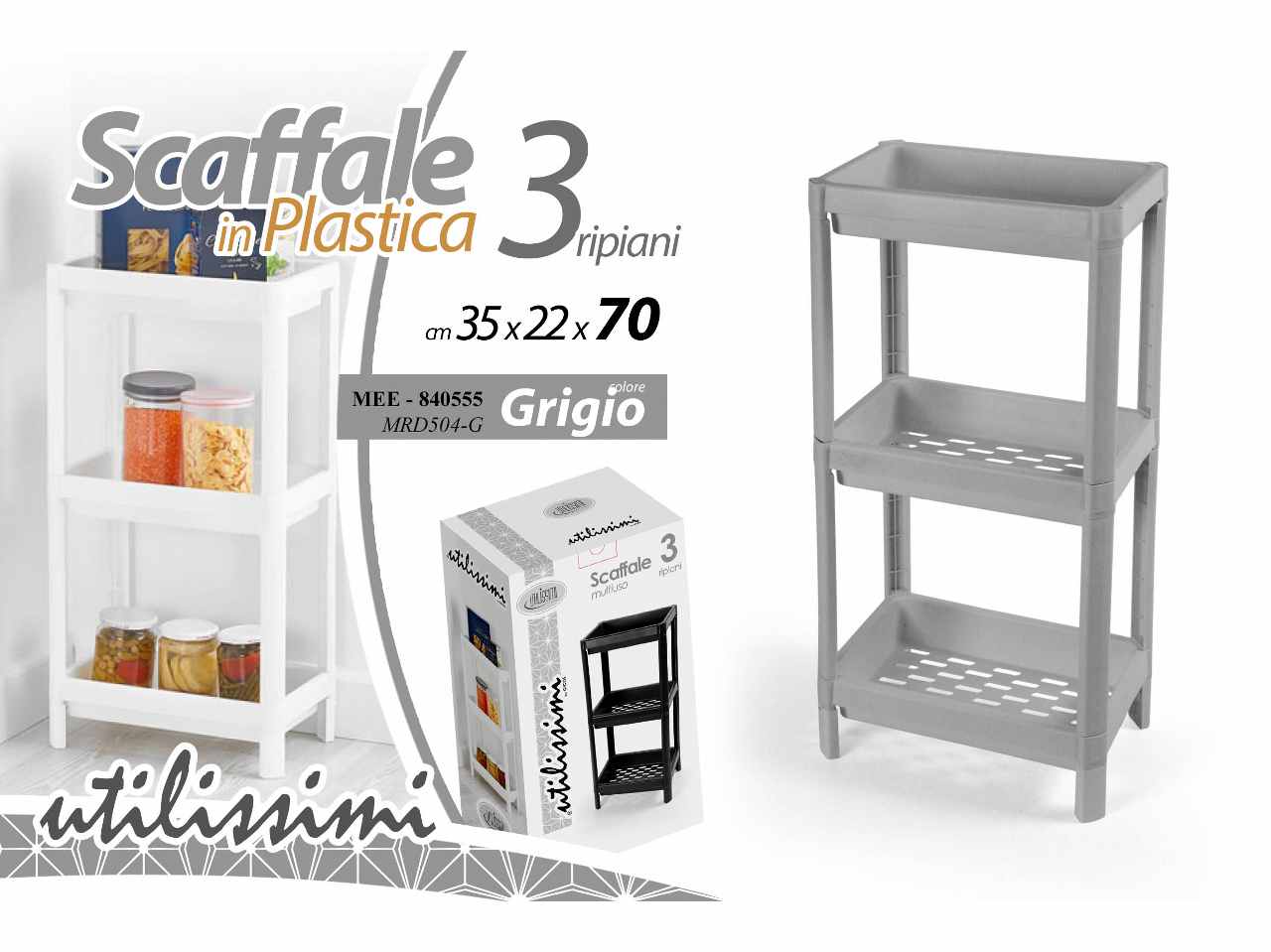 Scaffale 3rip.plastica 36x23x70cm840555
