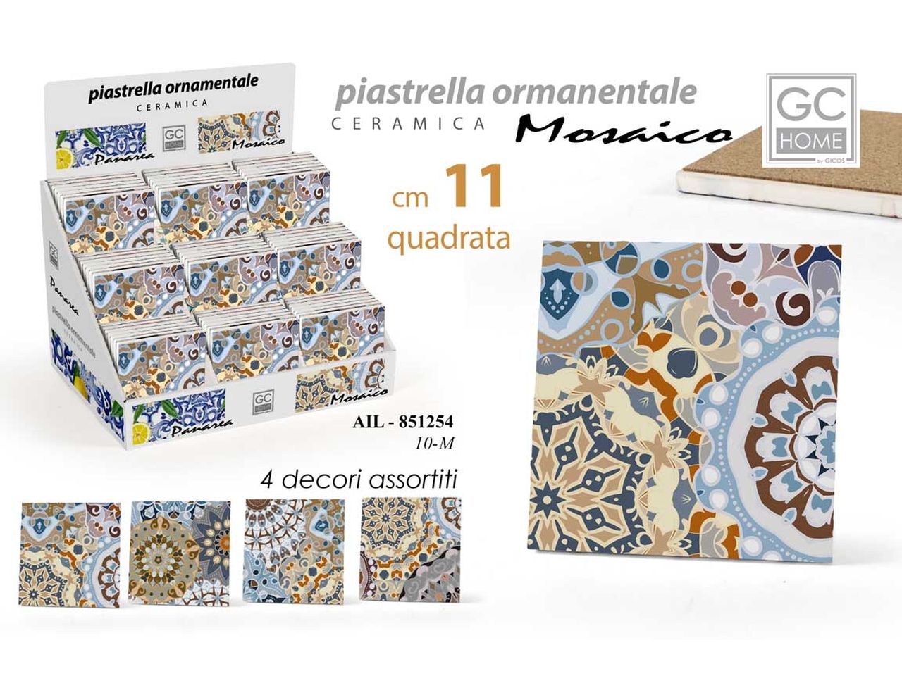 Sottopentola piastrella disegno mosaico 11cm