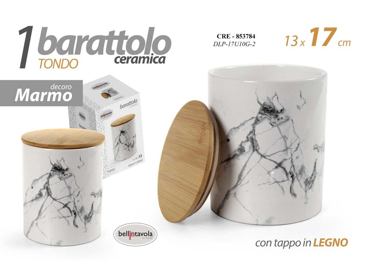 Barattolo marmo misura 13x13x17cm