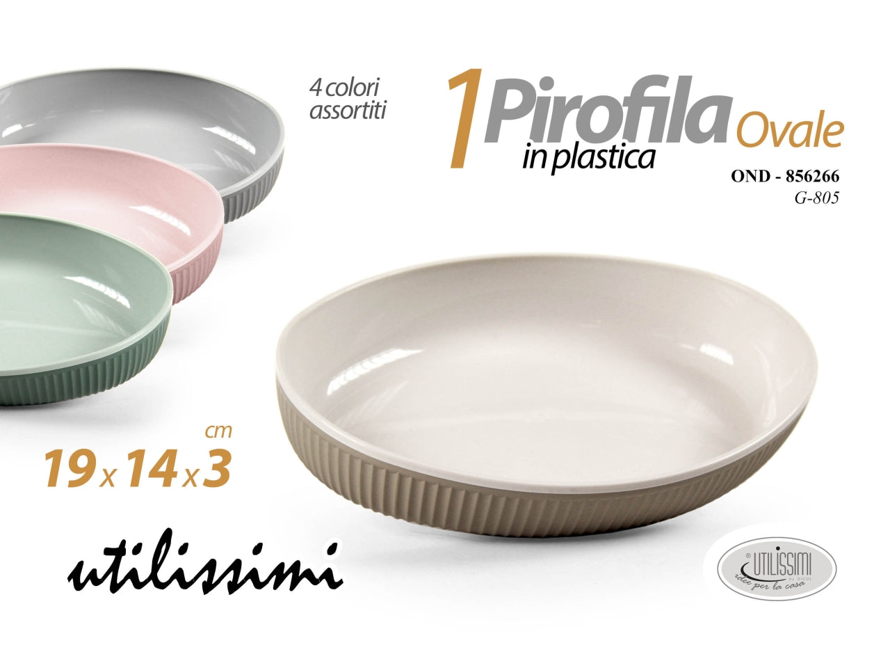 Pirofila ovale in plastica 19x14x3cm - disponibile in 4 colorazioni