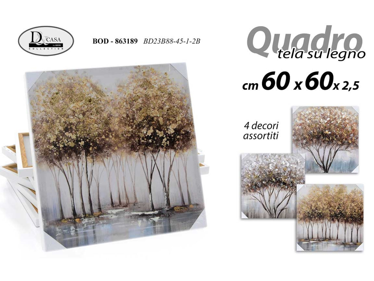 Quadro figure assortite misura 60x60x2,5cm