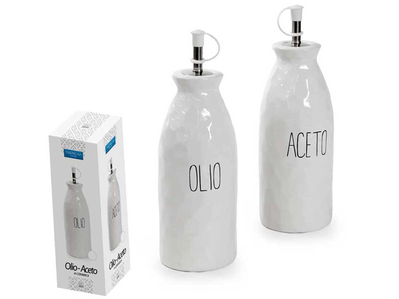 Bottiglia olio e aceto in ceramica shabby chic bianco, 7,5x18,5 cm - Passionecasa