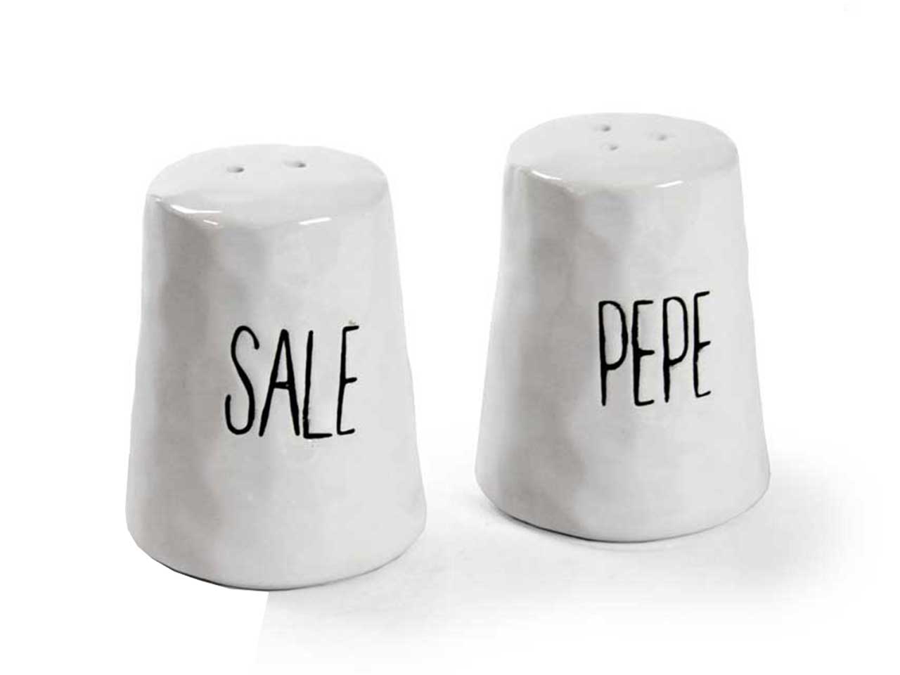 Sale e pepe in ceramica shabby chic bianco, 6x7,5 cm - Passionecasa