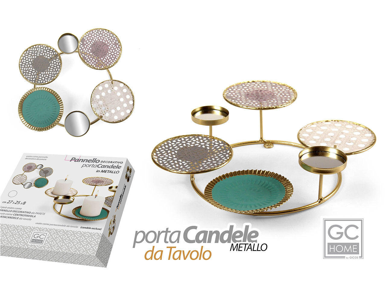 Porta candele rotondo misura 27x25x8cm