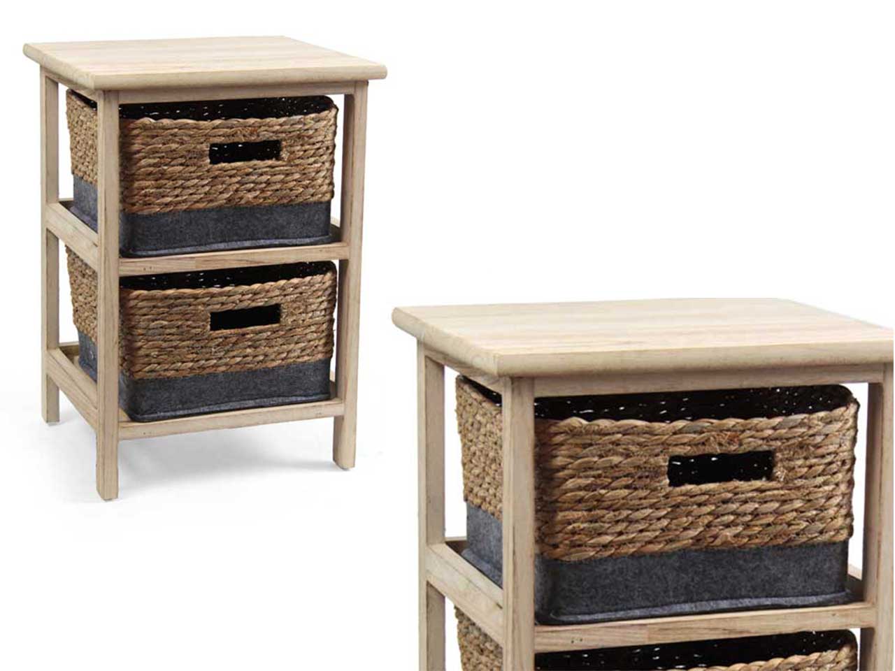Cassettiera legno naturale e corda shabby chic 33x31x45 cm - Gicos