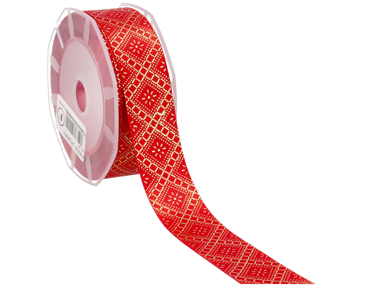 Nastro doppio raso 25mm 10mt rosso con elegante stampa oro