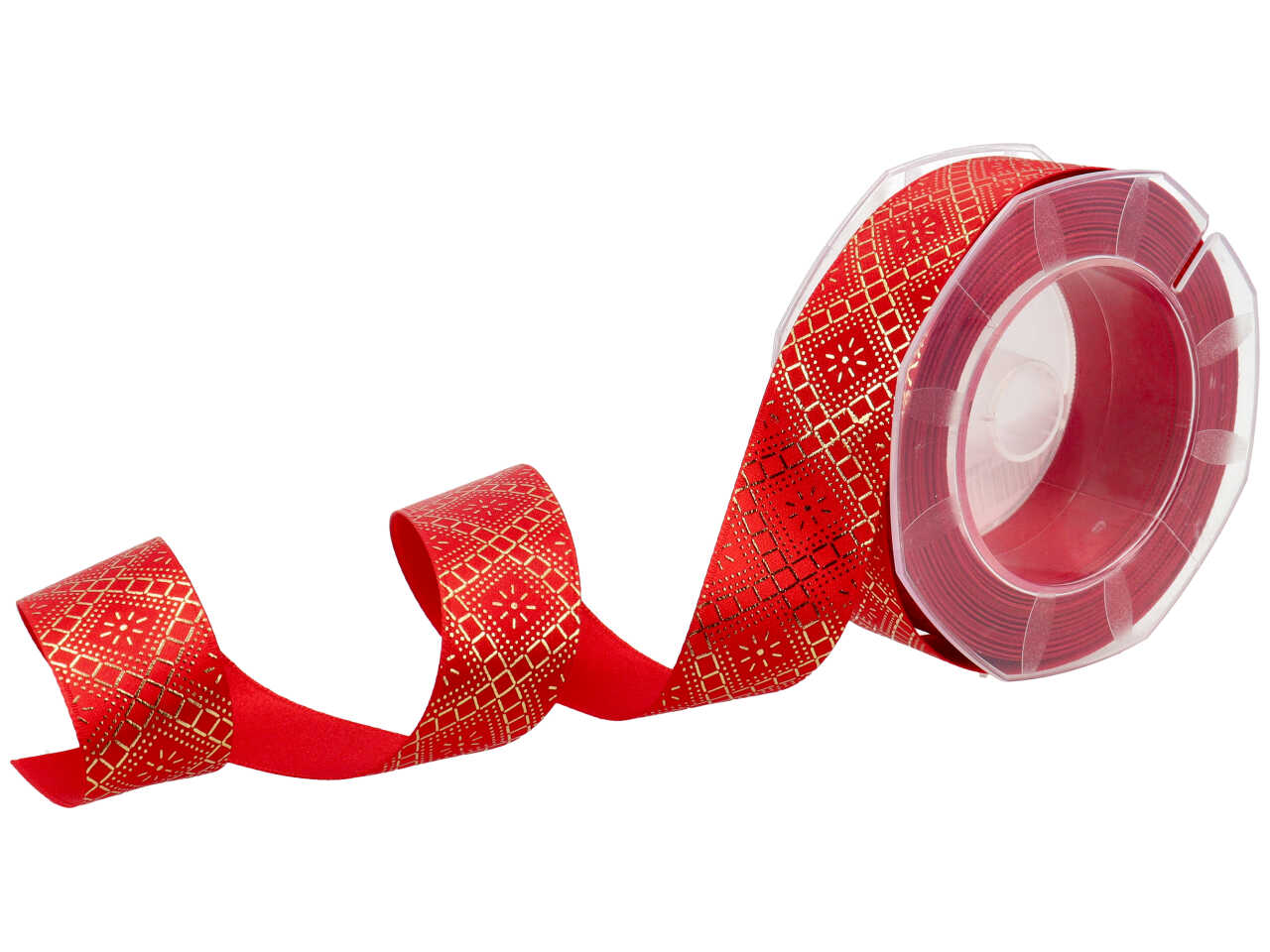 Nastro doppio raso 25mm 10mt rosso con elegante stampa oro