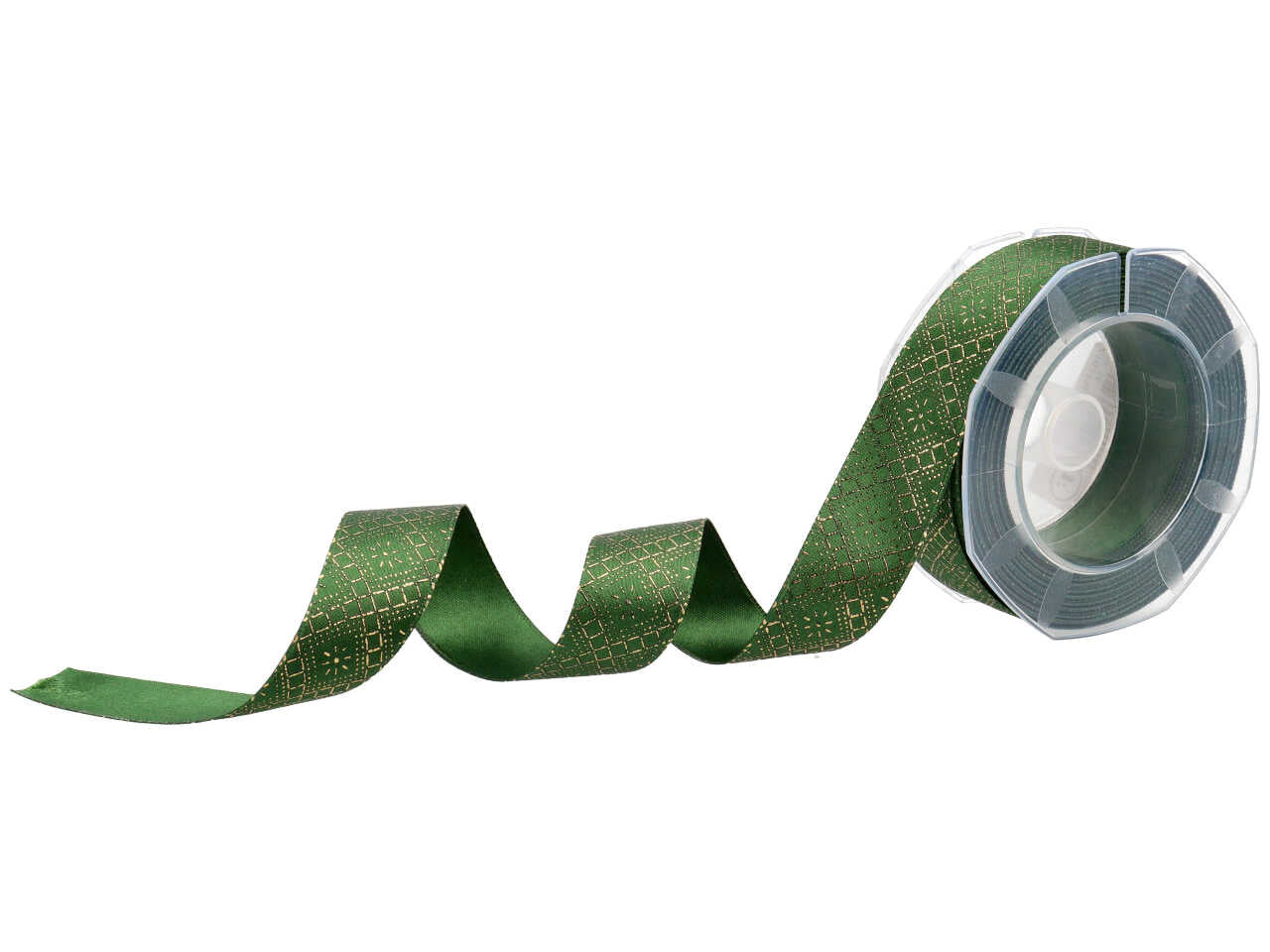 Nastro doppio raso 25mm 10mt verde con elegante stampa oro
