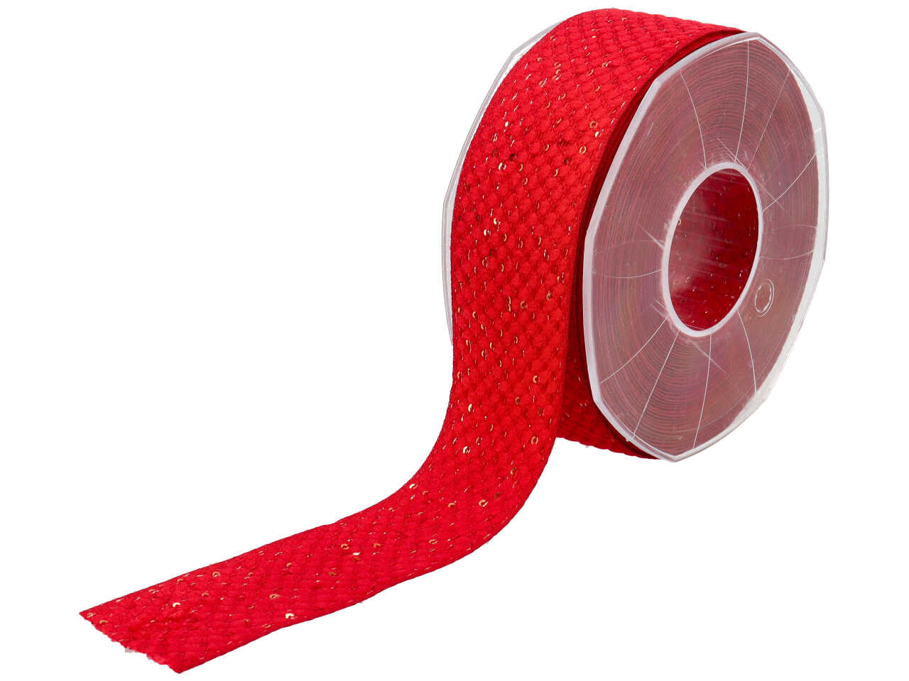 Nastro regalo con paillettes rosso micro pois 4cmx10m - Furlanis
