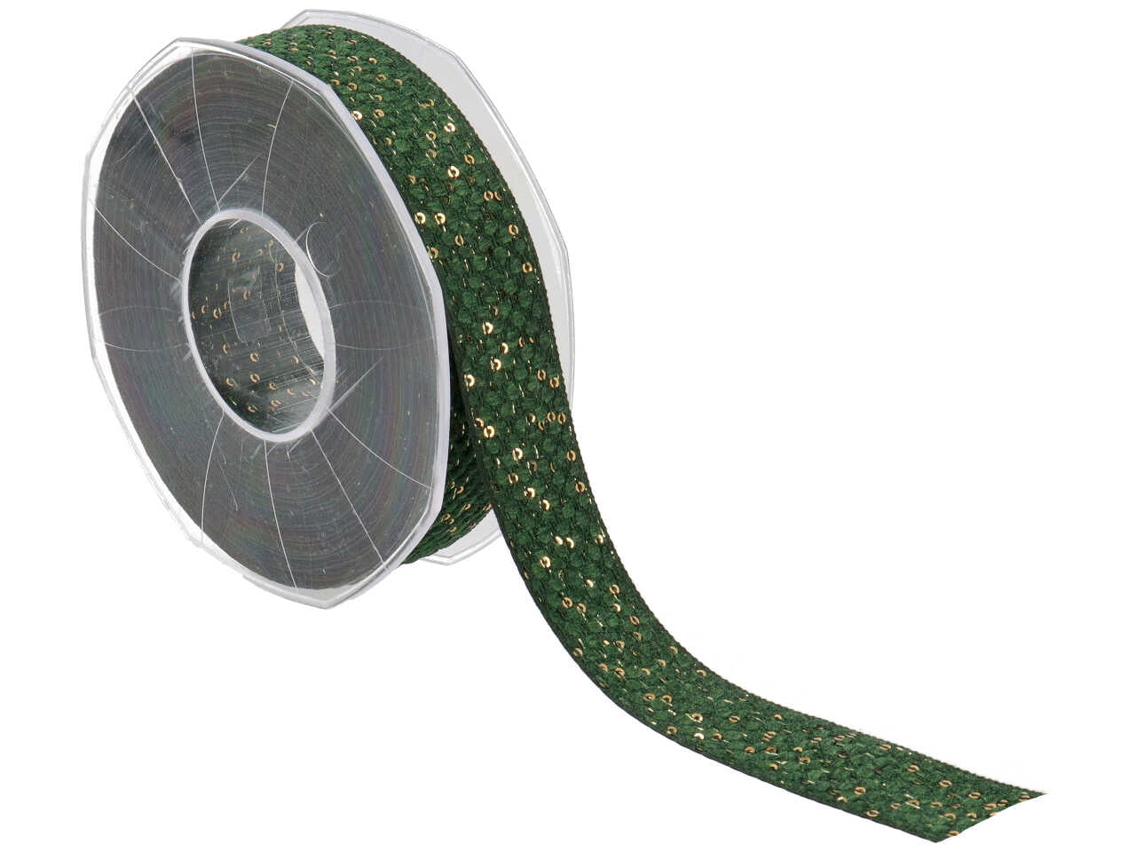 Nastro regalo verde e dorato con paillettes e micro pois in poliestere 2,5cmx10m  Furlanis