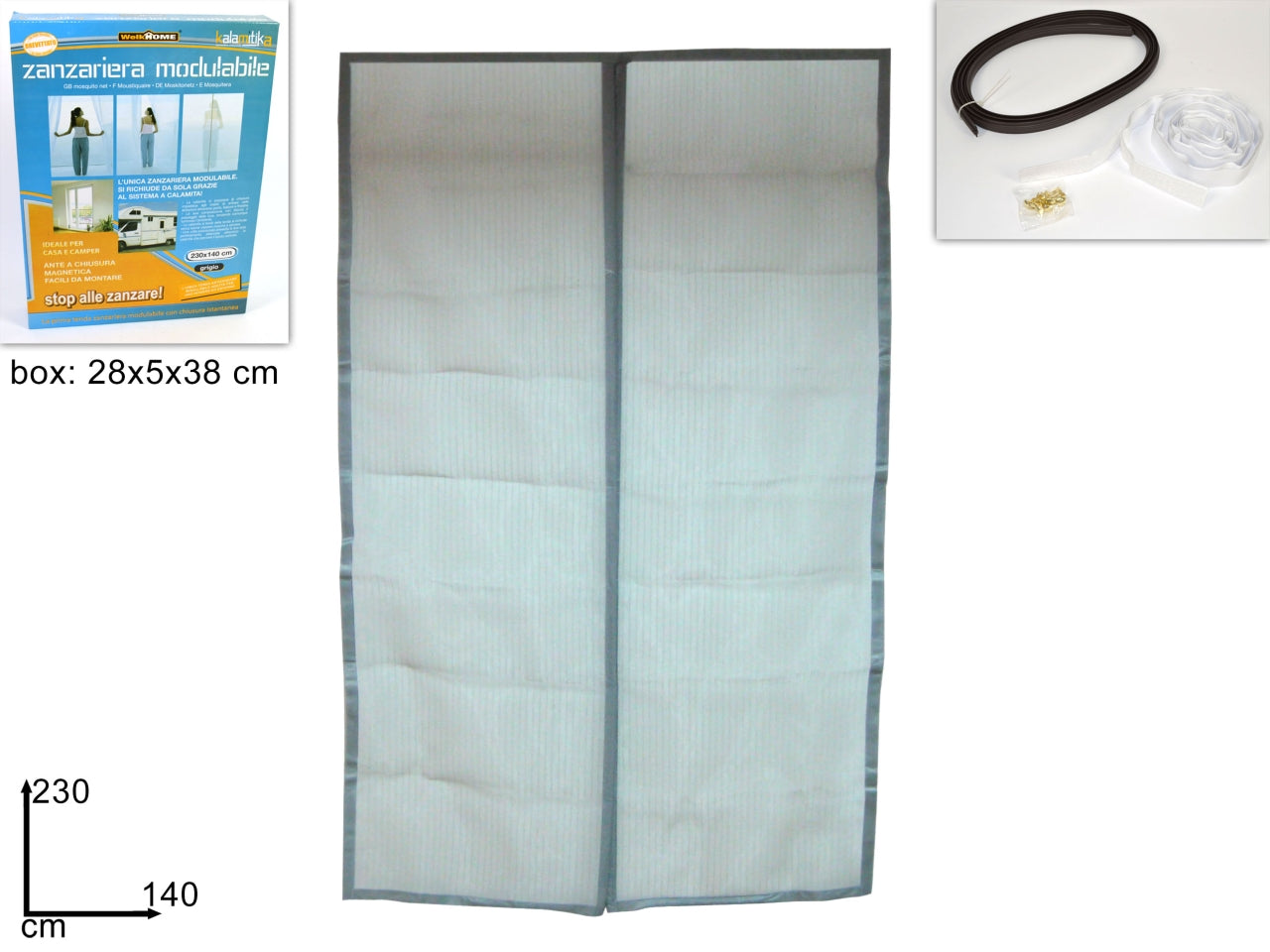 Zanzariera kalamitika misura 230x140cm colore grigio