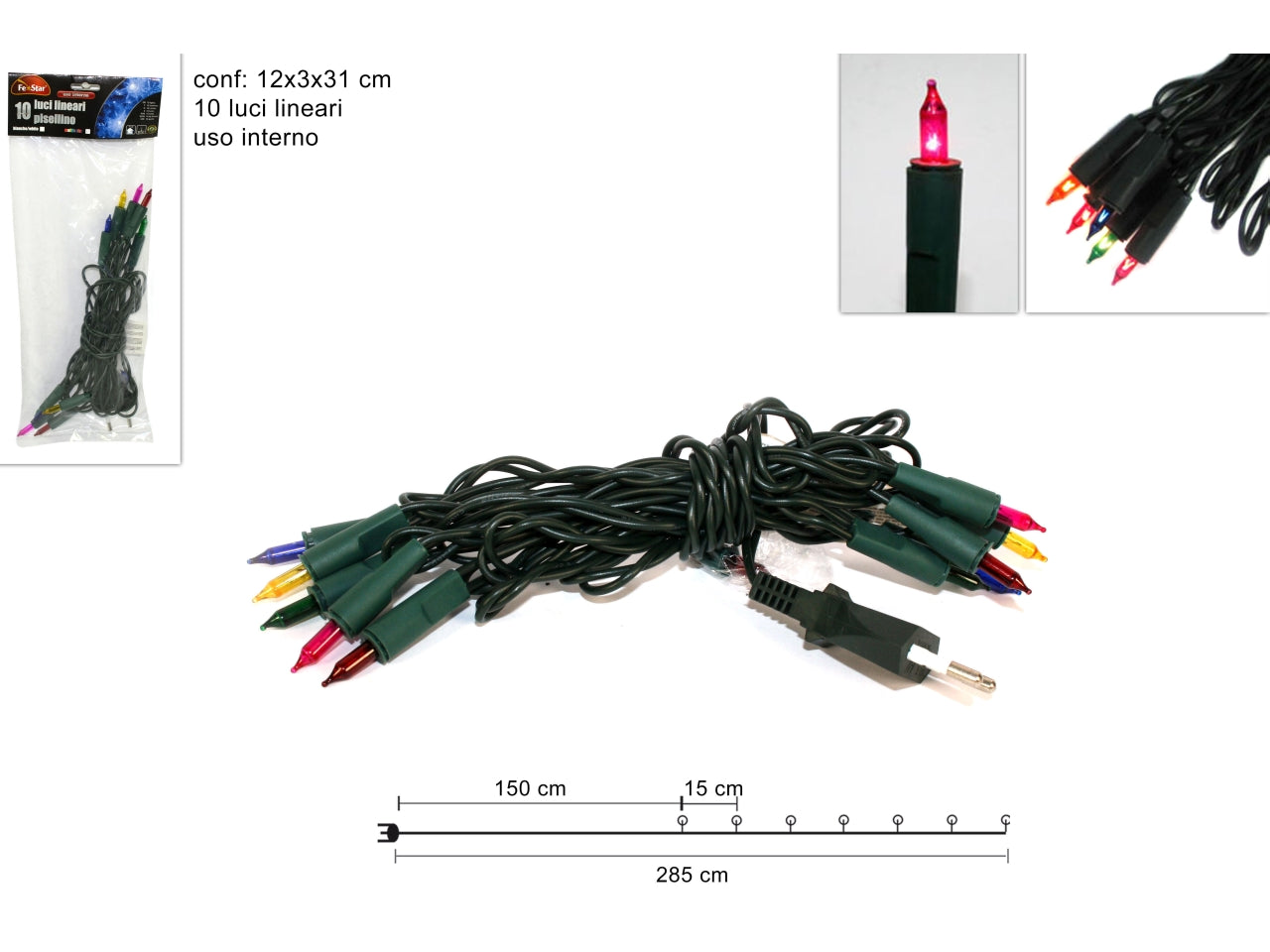 Catena 10 luci pisellini multicolor