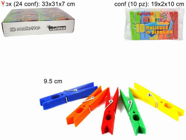 Molletta plastica colorata 10 pezzi an00268