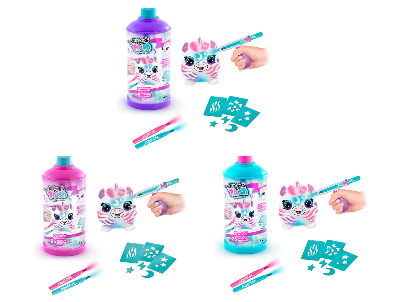 Airbrush plush surprise in cdu 6 pezzi 8x18x8cm