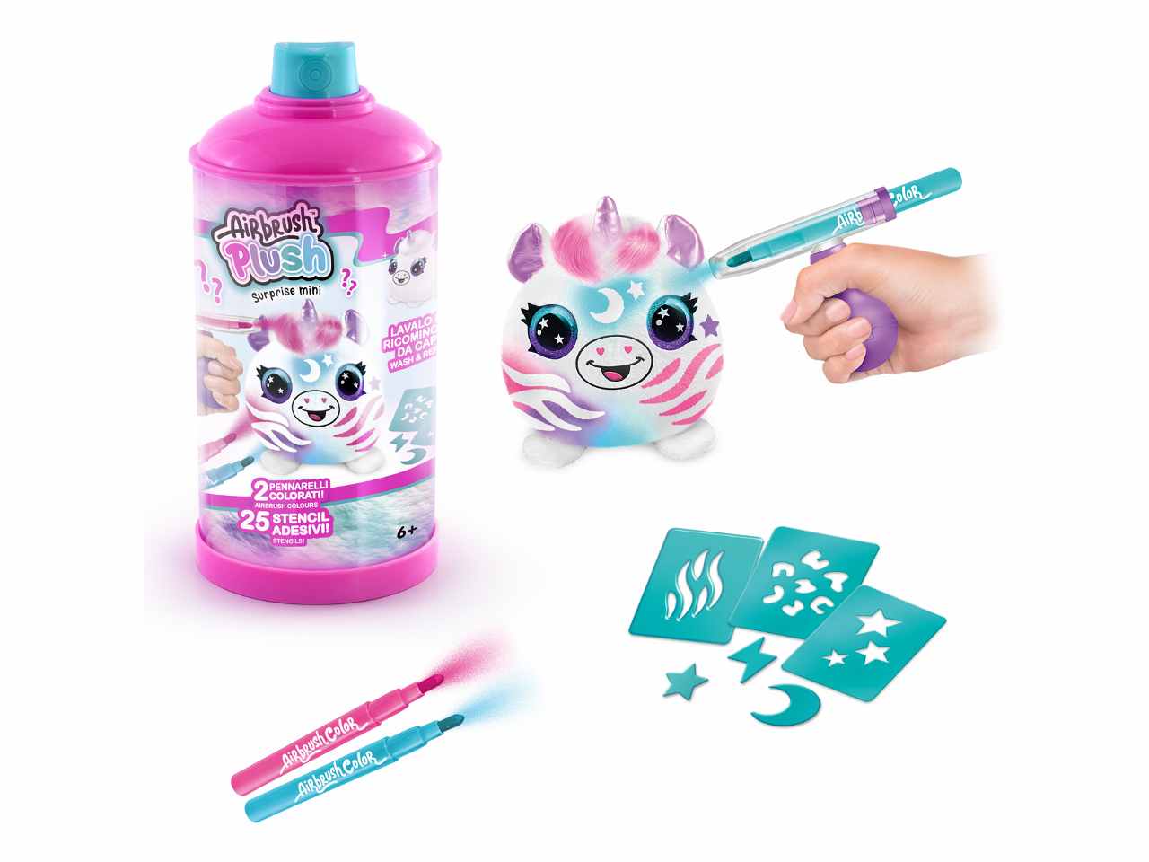 Airbrush plush surprise in cdu 6 pezzi 8x18x8cm