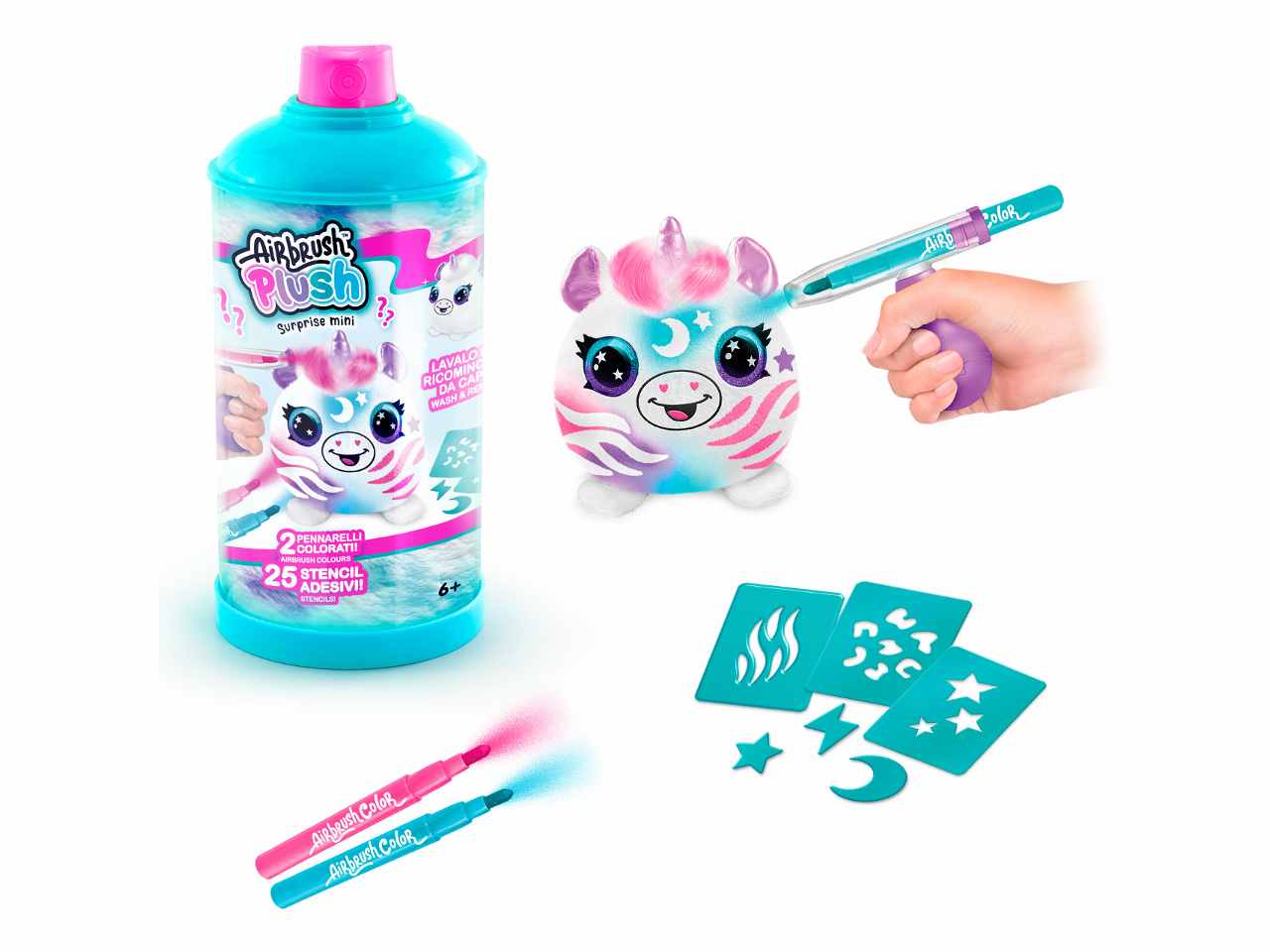 Airbrush plush surprise in cdu 6 pezzi 8x18x8cm