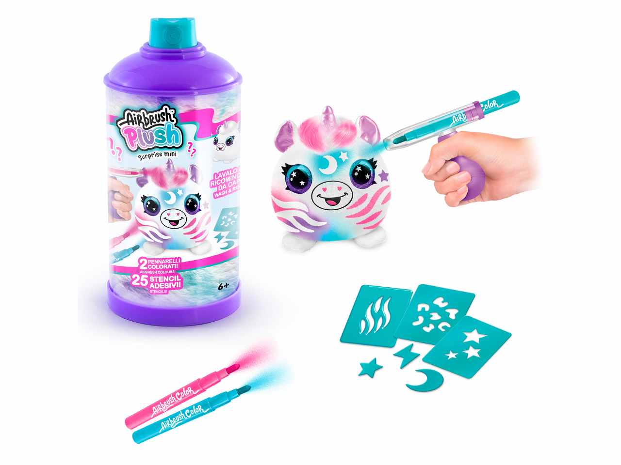 Airbrush plush surprise in cdu 6 pezzi 8x18x8cm