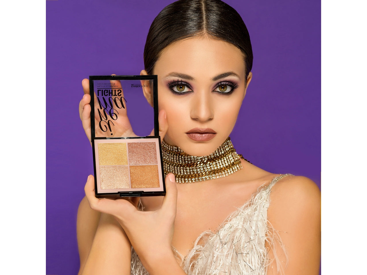 Palette viso Illuminante  - 4 Illuminanti Viso, Effetto Glowing, Lunga Durata - Cinema Lights - Bellaoggi