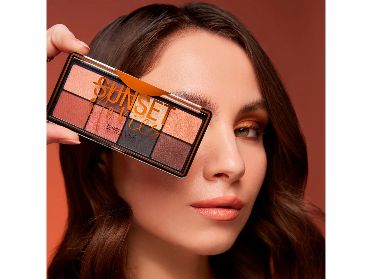 Palette occhi ombretto - Sunrise Stories - 8 Nuance Vibranti, Matte e Glam, Gold Smokey - Dupe Nude - Bellaoggi