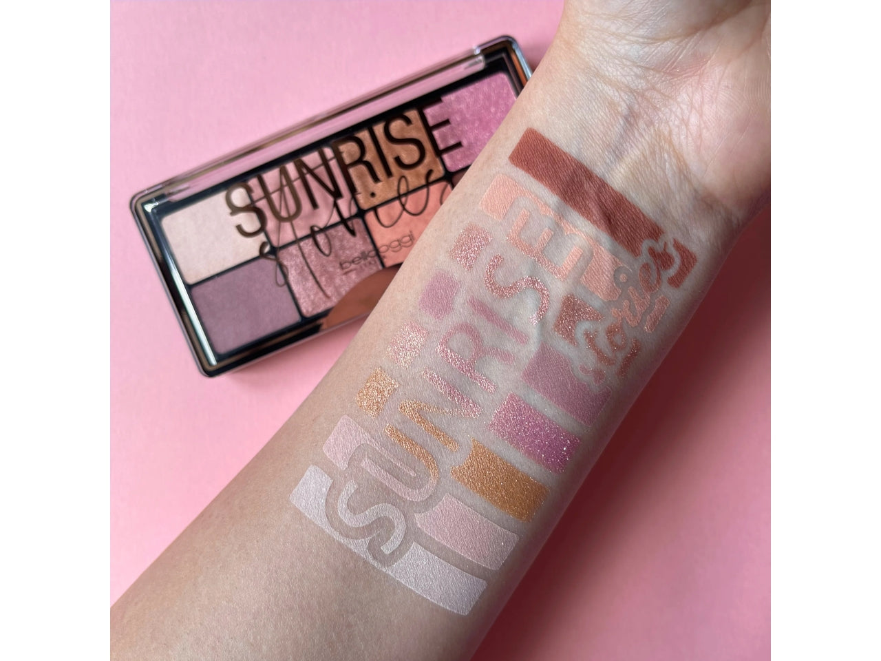 Palette occhi ombretto - Sunrise Stories - 8 Nuance Vibranti, Matte e Glam, Soft Smokey - Nude Glam - Bellaoggi