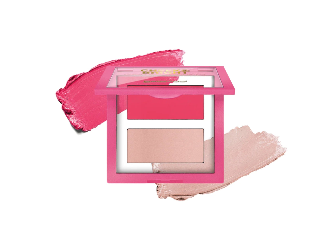 Palette viso Blush e Illuminante in Crema - Cheek and Bright - Copertura Modulabile - Cheeky Pink - Bellaoggi