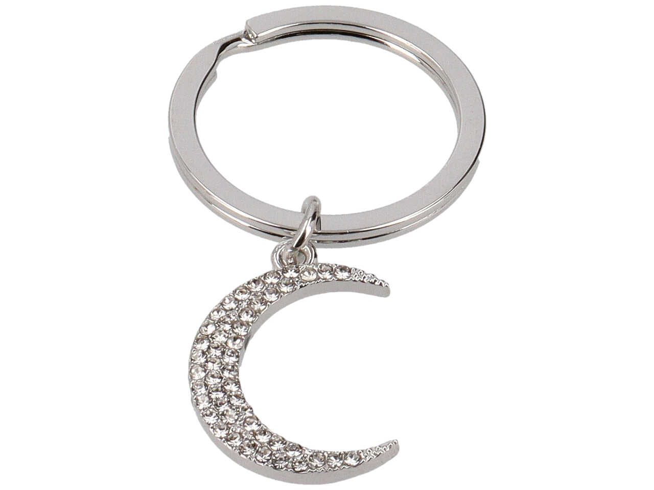 Portachiavi luna con strass argento