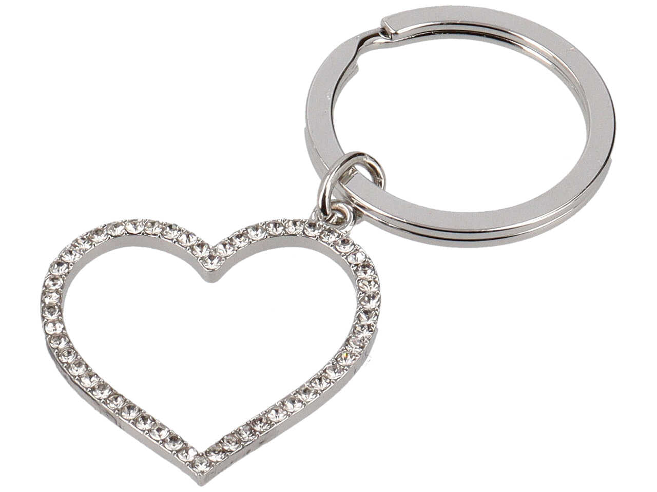 Portachiavi cuore con strass argento