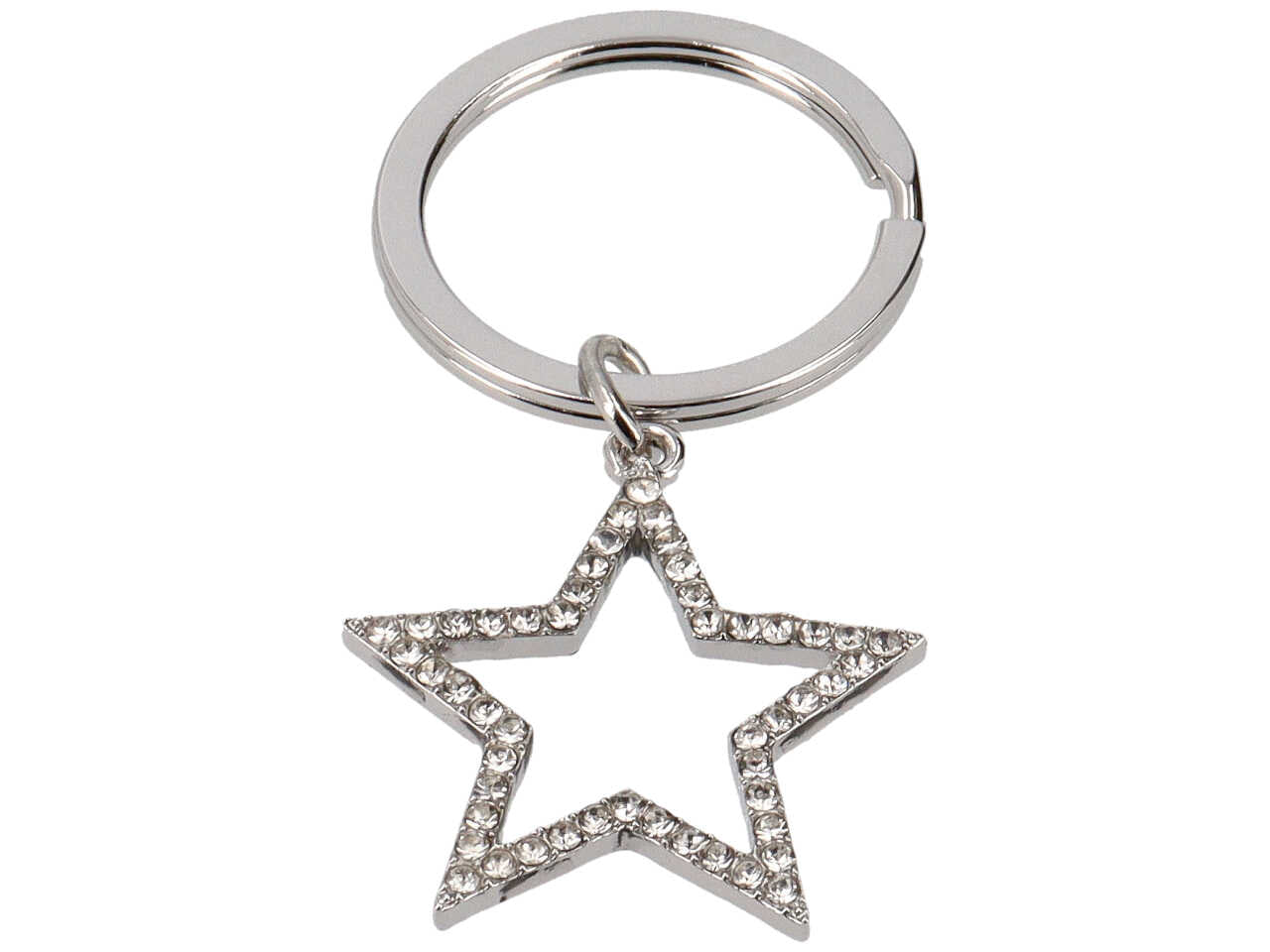 Portachiavi stella con strass argento