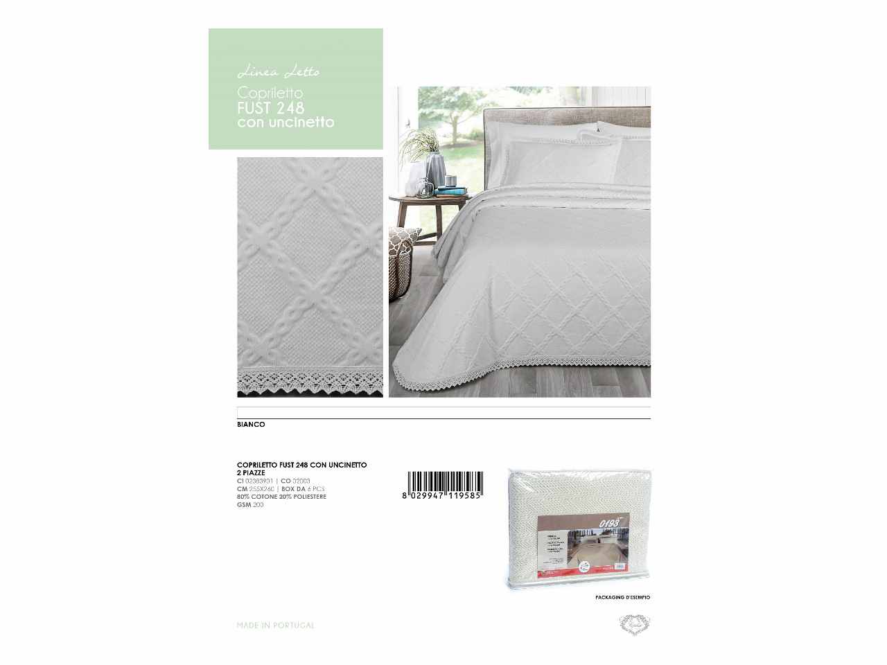 Copriletto fust 2p bianco 02383901